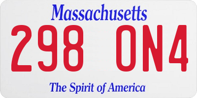 MA license plate 298ON4