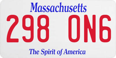 MA license plate 298ON6