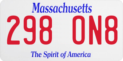 MA license plate 298ON8