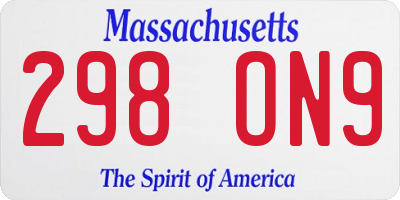 MA license plate 298ON9
