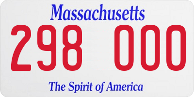 MA license plate 298OO0