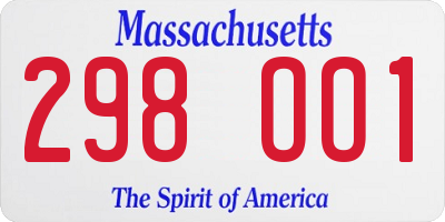 MA license plate 298OO1