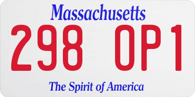 MA license plate 298OP1