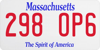 MA license plate 298OP6