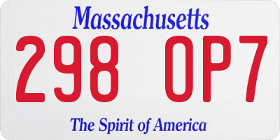 MA license plate 298OP7