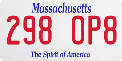 MA license plate 298OP8