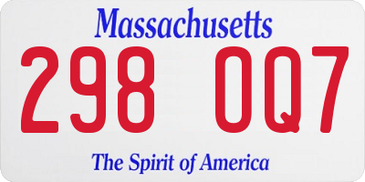 MA license plate 298OQ7