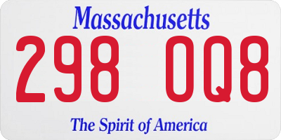 MA license plate 298OQ8