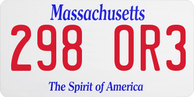 MA license plate 298OR3