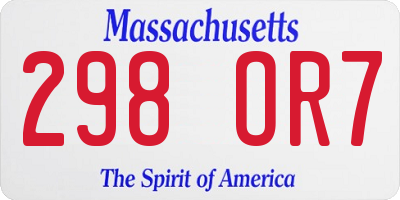 MA license plate 298OR7