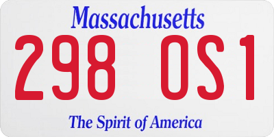MA license plate 298OS1
