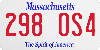 MA license plate 298OS4
