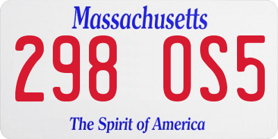MA license plate 298OS5