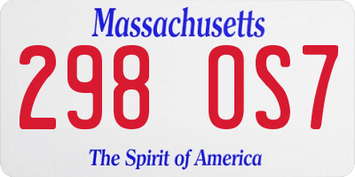 MA license plate 298OS7