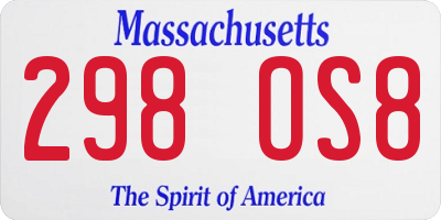 MA license plate 298OS8