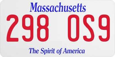 MA license plate 298OS9
