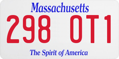 MA license plate 298OT1