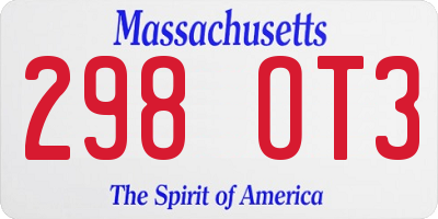 MA license plate 298OT3