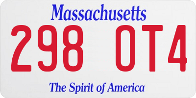 MA license plate 298OT4