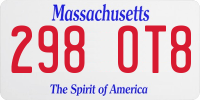 MA license plate 298OT8