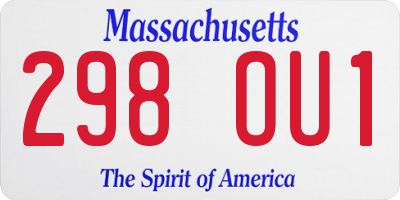 MA license plate 298OU1