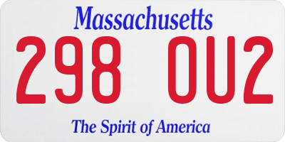 MA license plate 298OU2