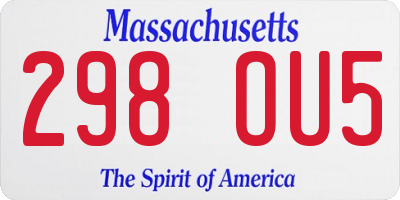 MA license plate 298OU5