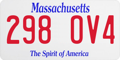 MA license plate 298OV4
