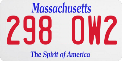 MA license plate 298OW2