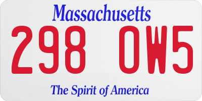 MA license plate 298OW5