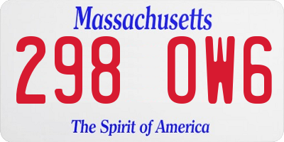 MA license plate 298OW6