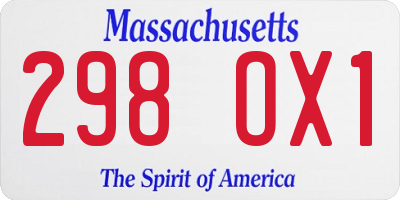 MA license plate 298OX1
