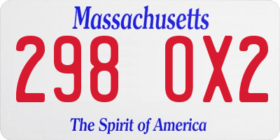 MA license plate 298OX2