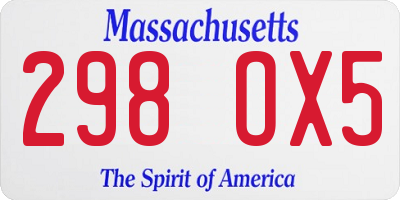 MA license plate 298OX5