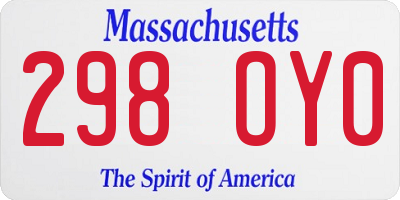 MA license plate 298OY0