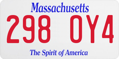 MA license plate 298OY4