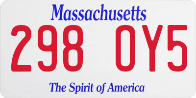 MA license plate 298OY5