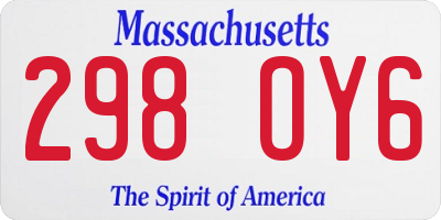 MA license plate 298OY6