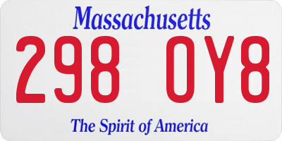 MA license plate 298OY8