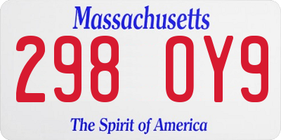 MA license plate 298OY9