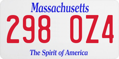 MA license plate 298OZ4