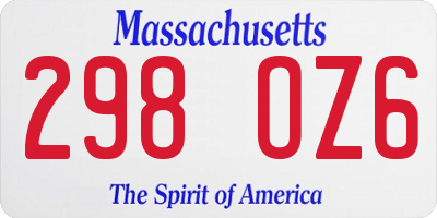 MA license plate 298OZ6