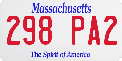 MA license plate 298PA2