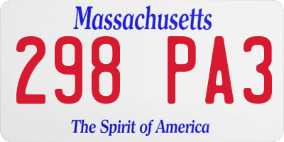 MA license plate 298PA3