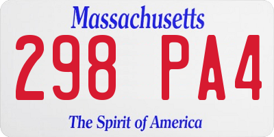 MA license plate 298PA4