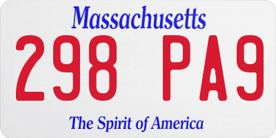 MA license plate 298PA9