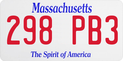 MA license plate 298PB3