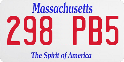 MA license plate 298PB5