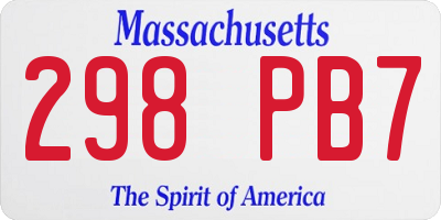 MA license plate 298PB7