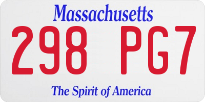 MA license plate 298PG7